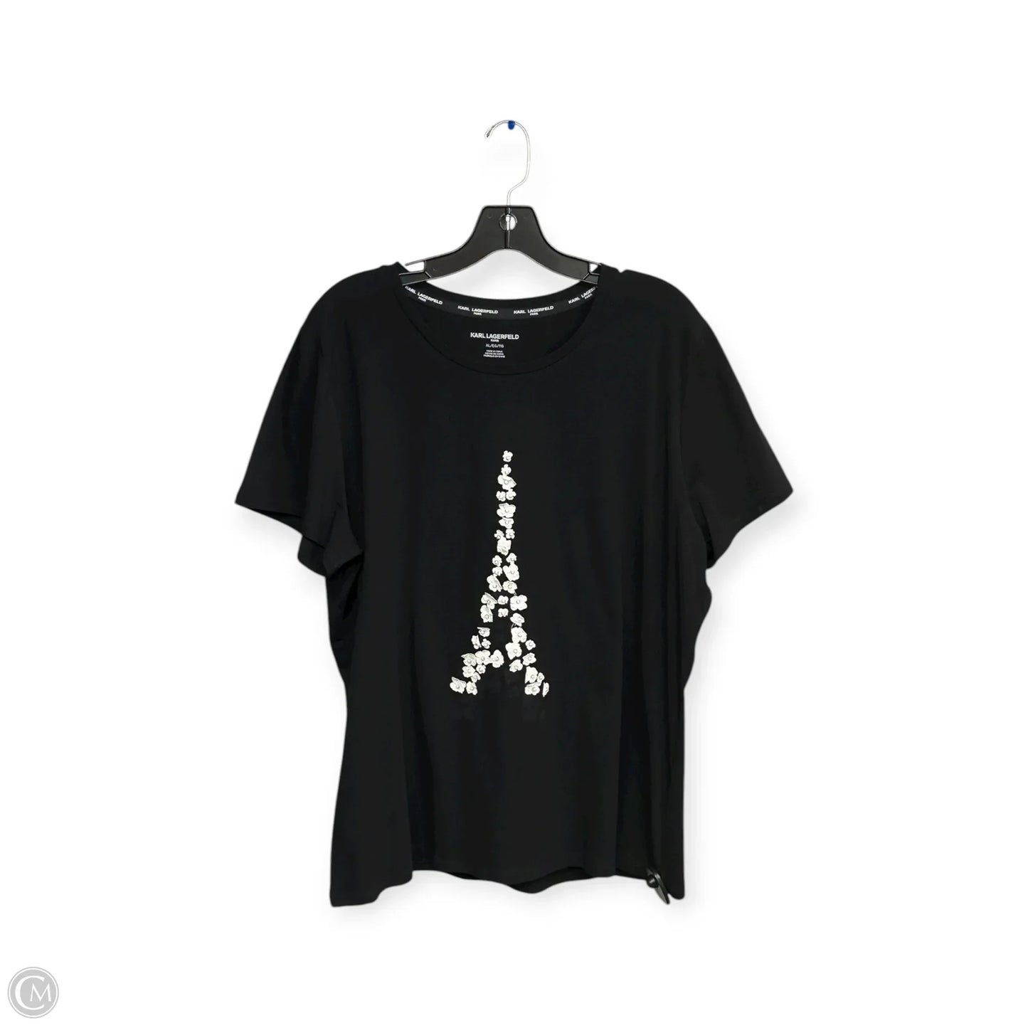 Top Short Sleeve Designer By Karl Lagerfeld In Black & White, Size: Xl