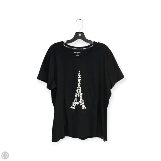 Top Short Sleeve Designer By Karl Lagerfeld In Black & White, Size: Xl