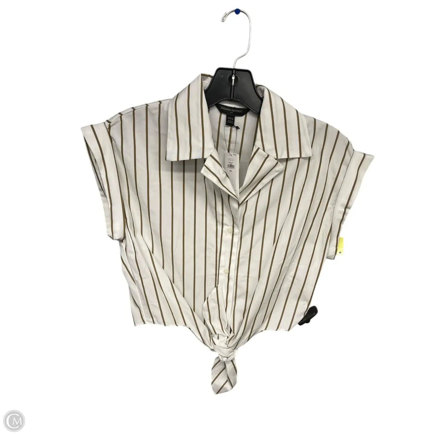 Top Short Sleeve By Banana Republic In White & Yellow, Size: Xxs