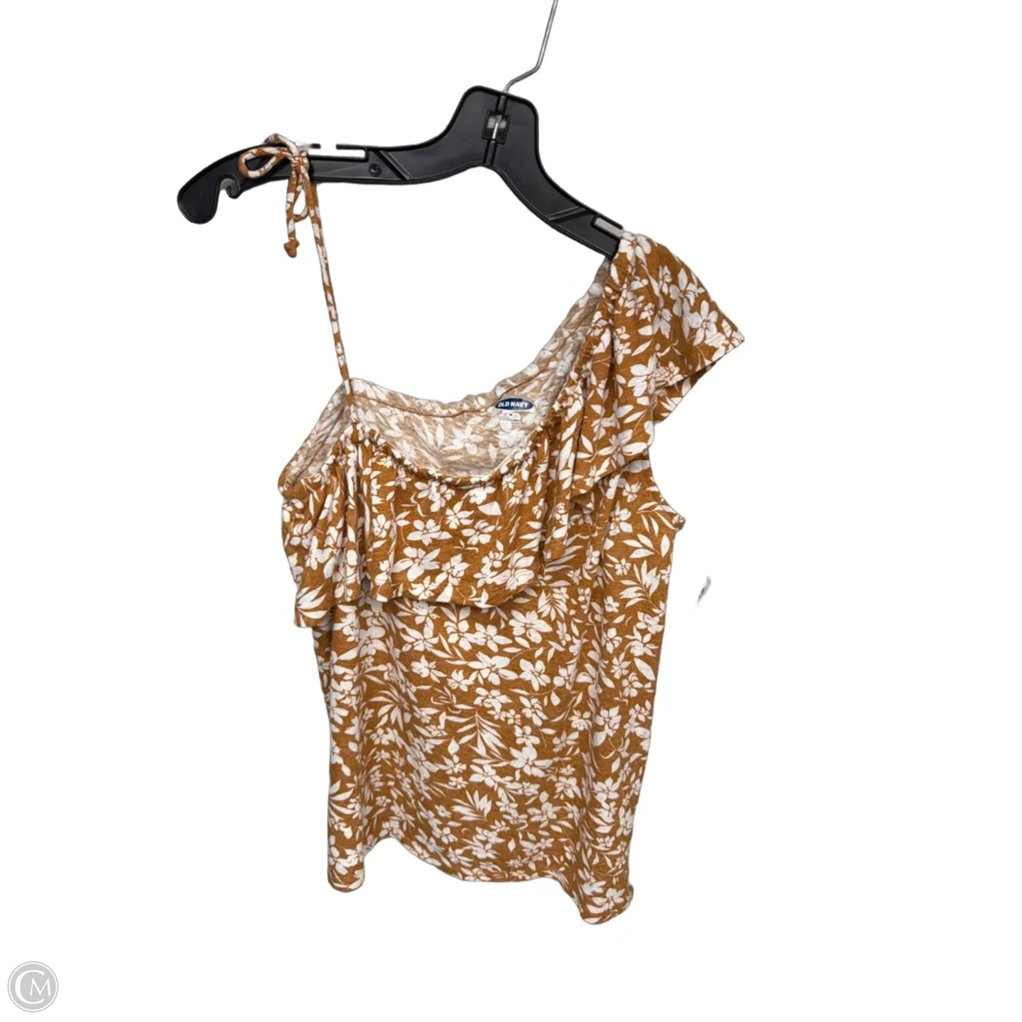 Top Sleeveless By Old Navy In Orange & White, Size: M