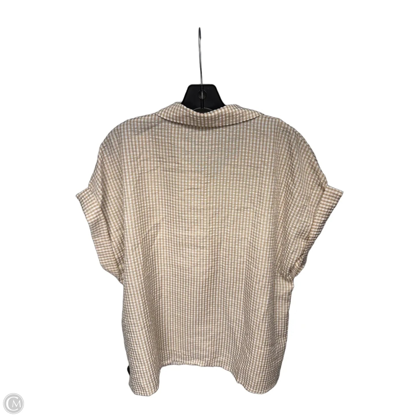 Top Short Sleeve By Shein In Tan & White, Size: 1x