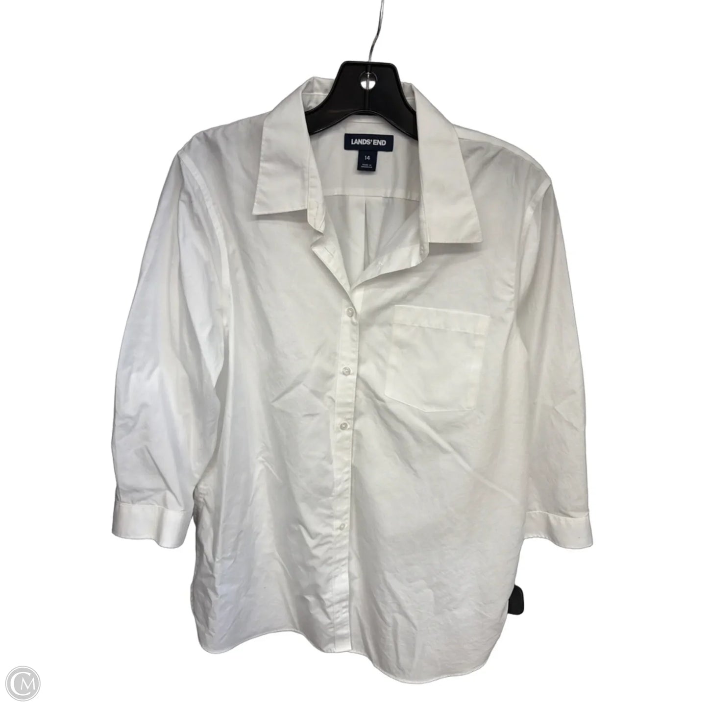 Top Long Sleeve By Lands End In White, Size: 14