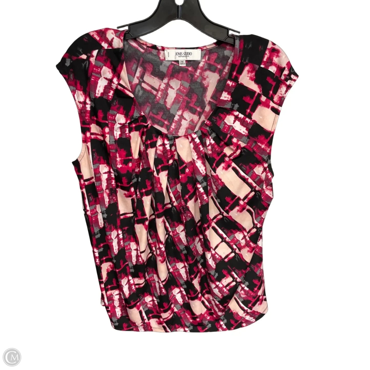 Top Sleeveless By Jones Studio In Black & Pink, Size: 1x