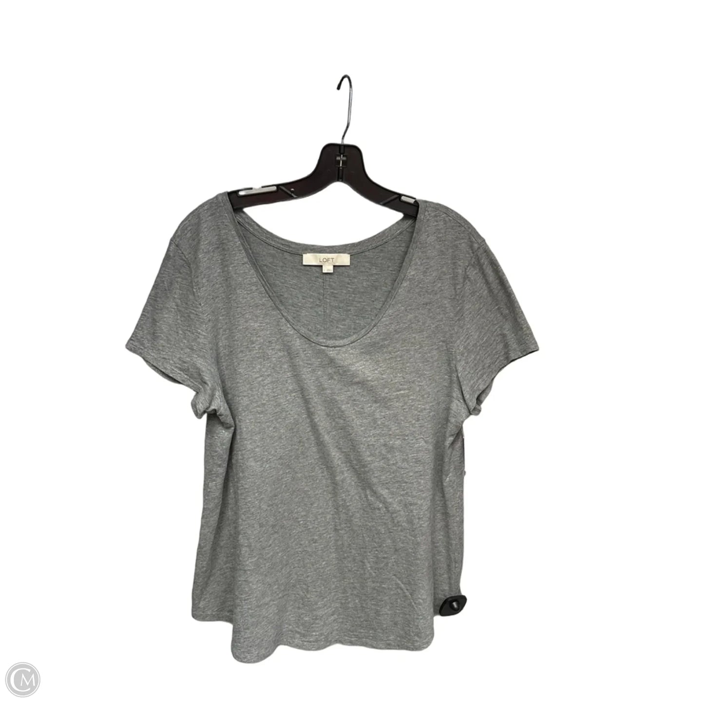 Top Short Sleeve By Loft In Grey, Size: L