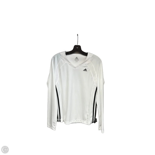 Athletic Top Long Sleeve Crewneck By Adidas In Black & White, Size: M