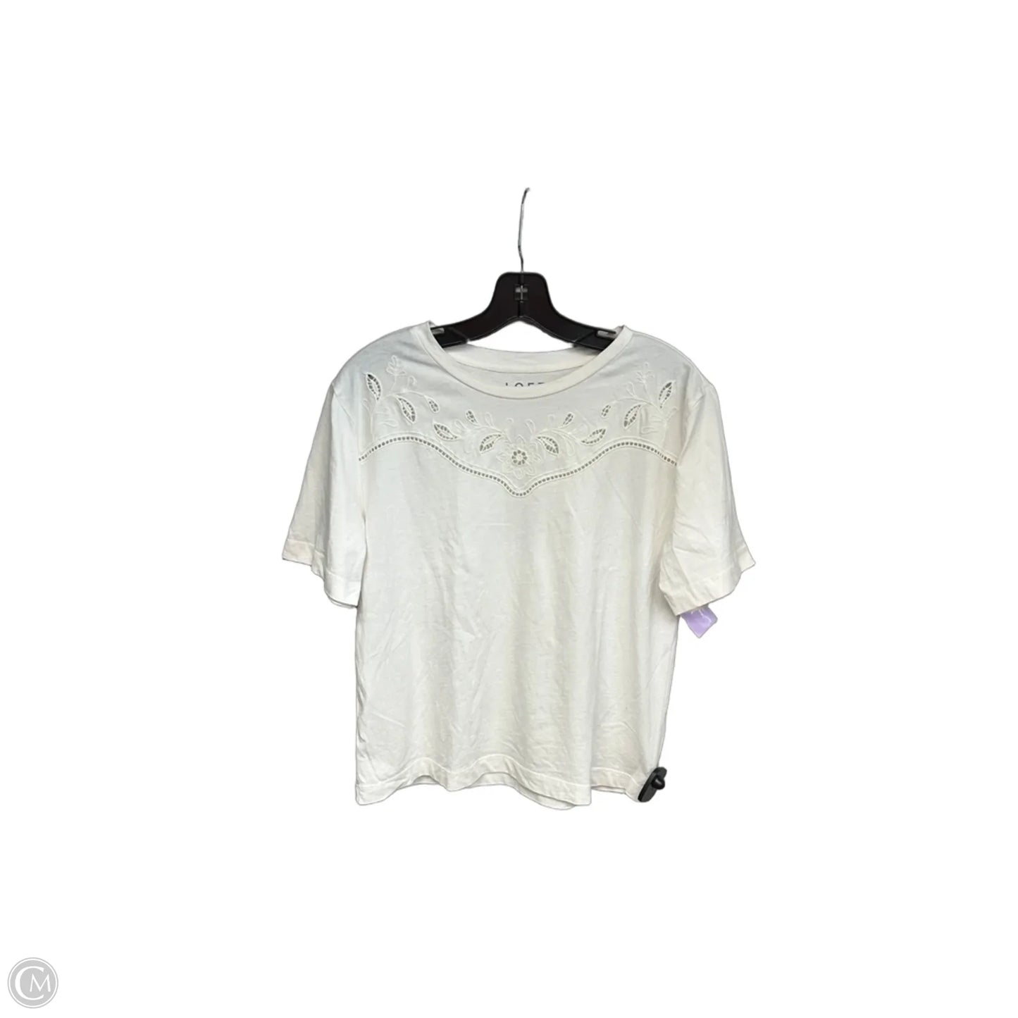 Top Short Sleeve By Loft In Cream, Size: S