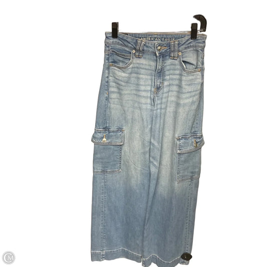 Jeans Wide Leg By American Eagle In Blue Denim, Size: 0