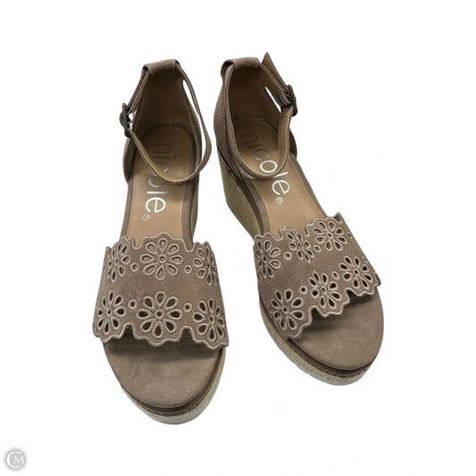 Shoes Heels Wedge By Nicole In Brown, Size: 9.5
