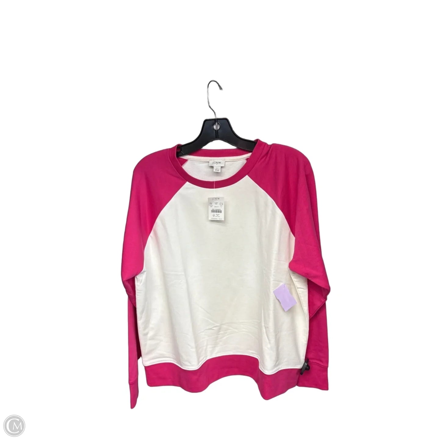 Top Long Sleeve By J. Crew In Pink & White, Size: L