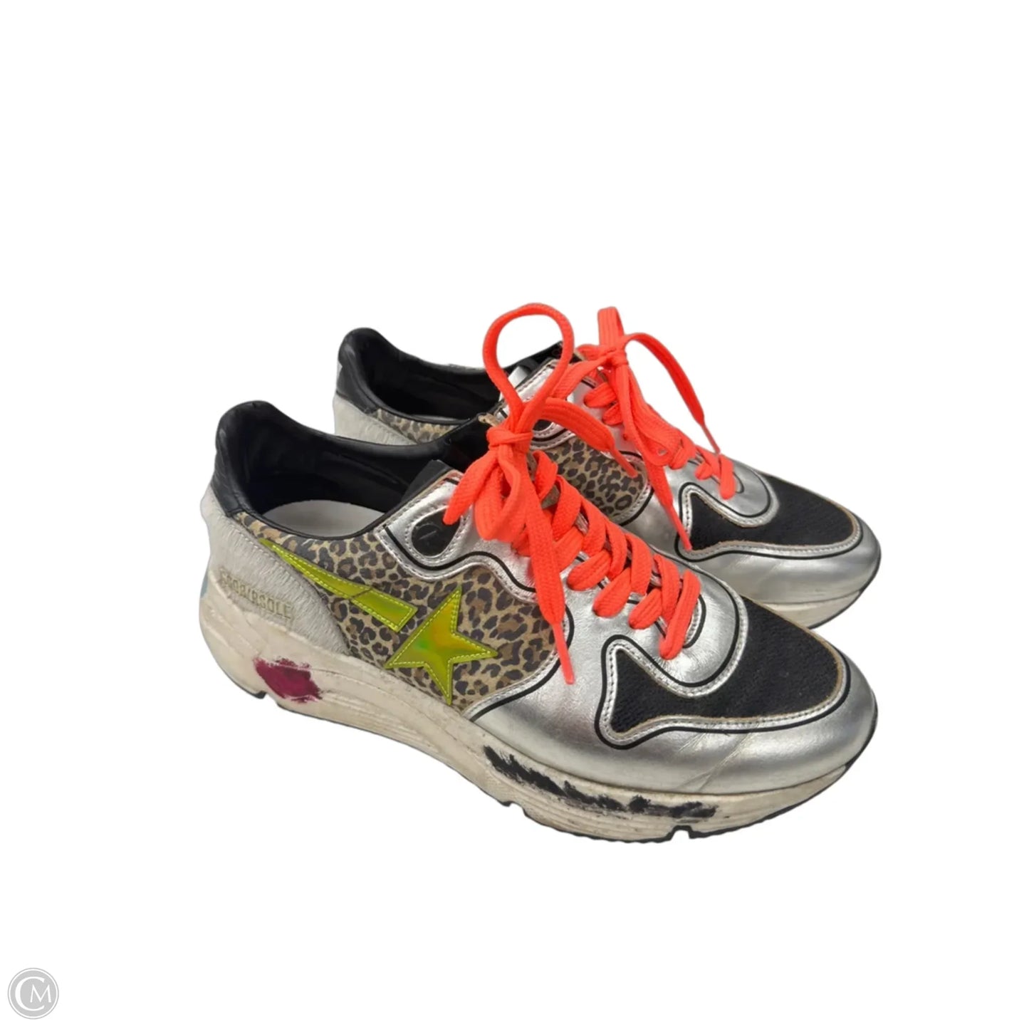 Shoes Luxury Designer By Golden Goose In Black & Silver, Size: 7