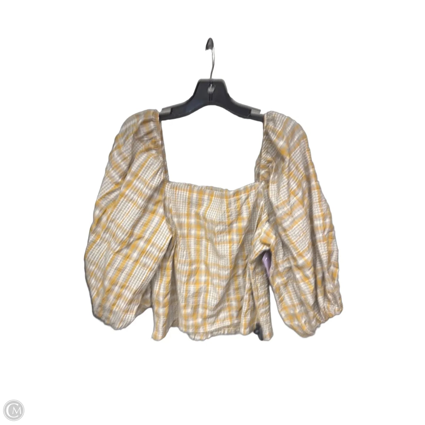 Top Short Sleeve By Maeve In Grey & Yellow, Size: Xl