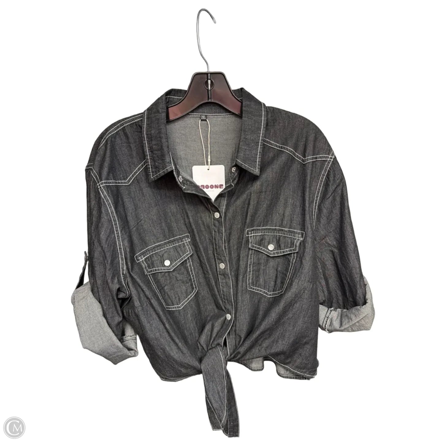 Top Short Sleeve By Clothes Mentor In Black Denim, Size: 2x