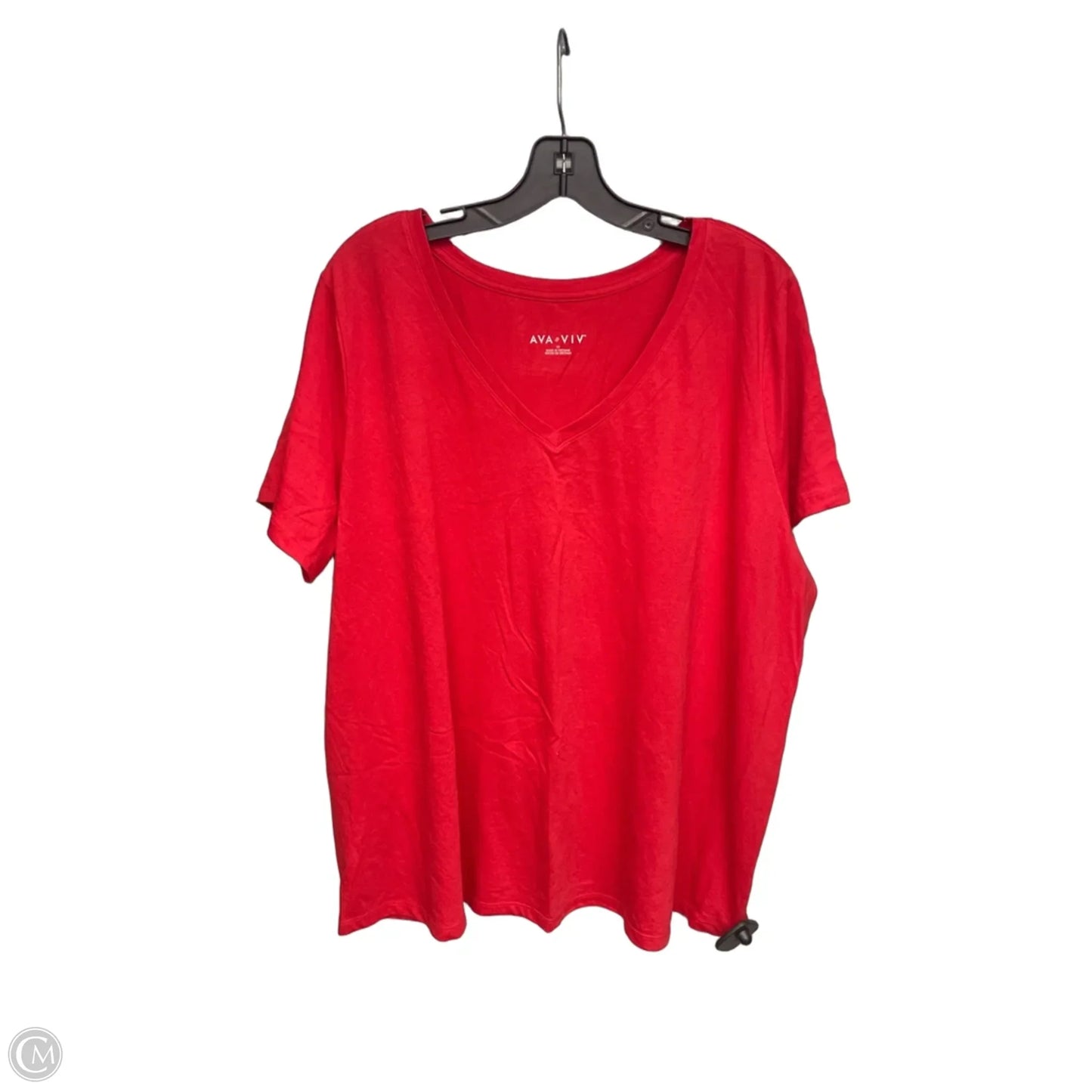 Top Short Sleeve Basic By Ava & Viv In Red, Size: 1x