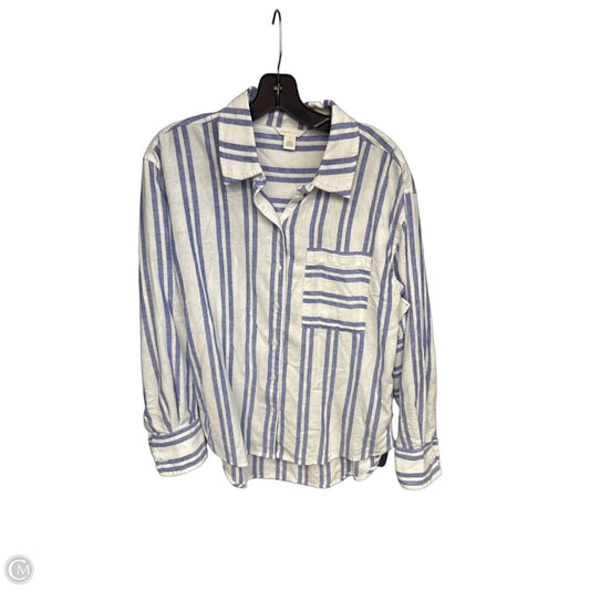 Top Long Sleeve By Caslon In Blue & White, Size: S