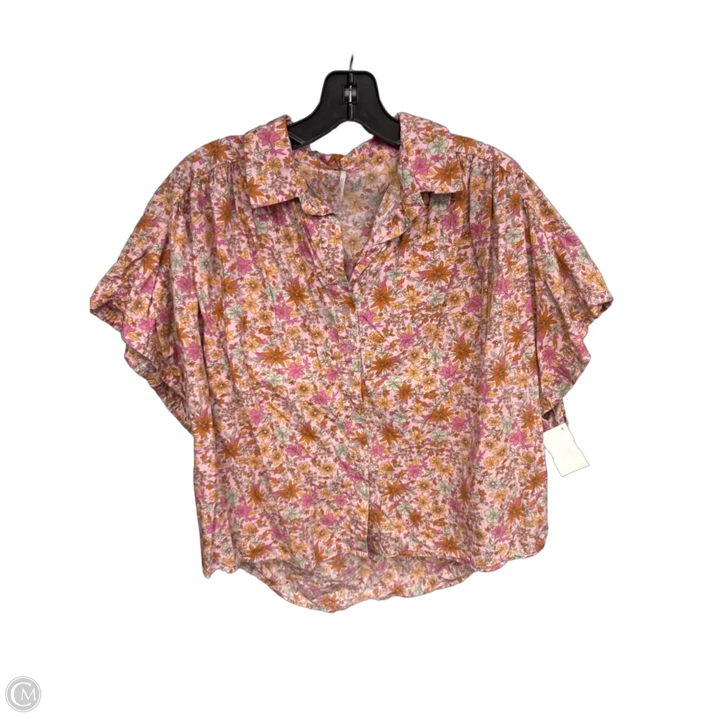 Top Short Sleeve By Free People In Floral Print, Size: S