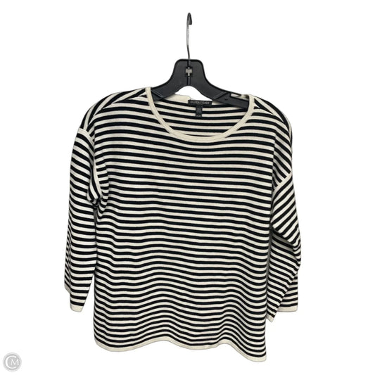 Top 3/4 Sleeve By Eileen Fisher In Black & Cream, Size: Sp