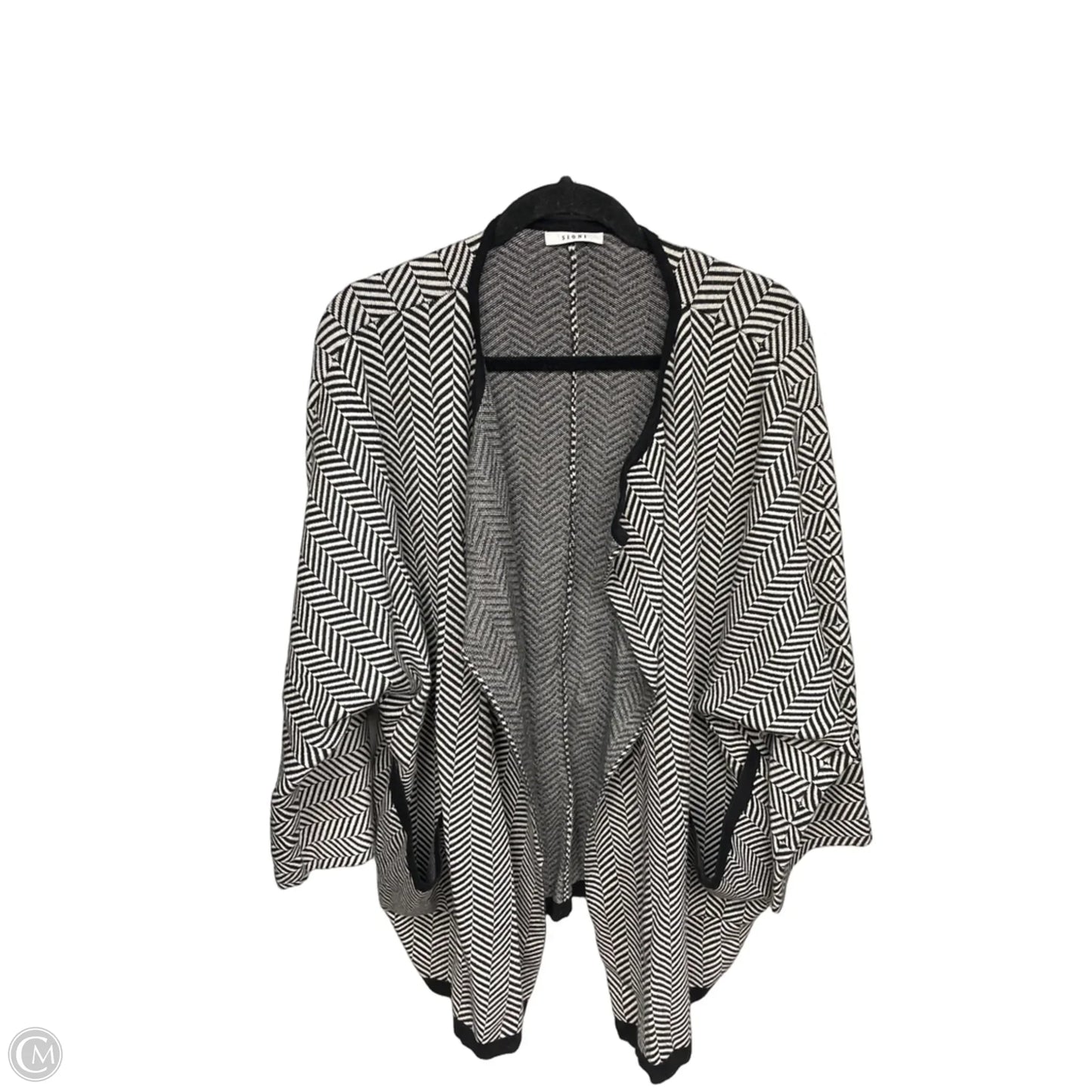 Cardigan By Sioni In Black & White, Size: Osfm