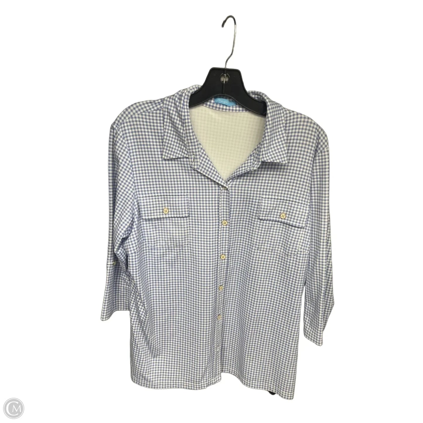 Top Long Sleeve By J Mclaughlin In Blue & White, Size: Xl