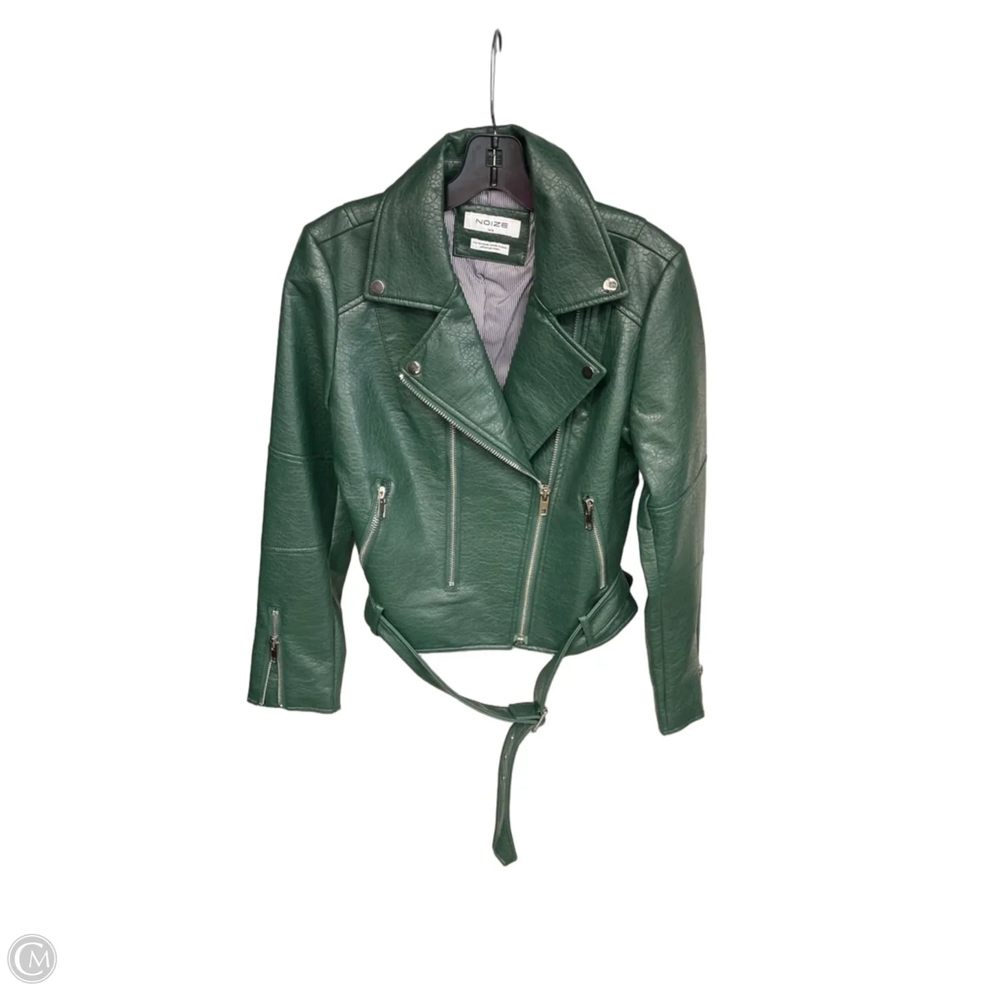 Jacket Moto By Clothes Mentor In Green, Size: M