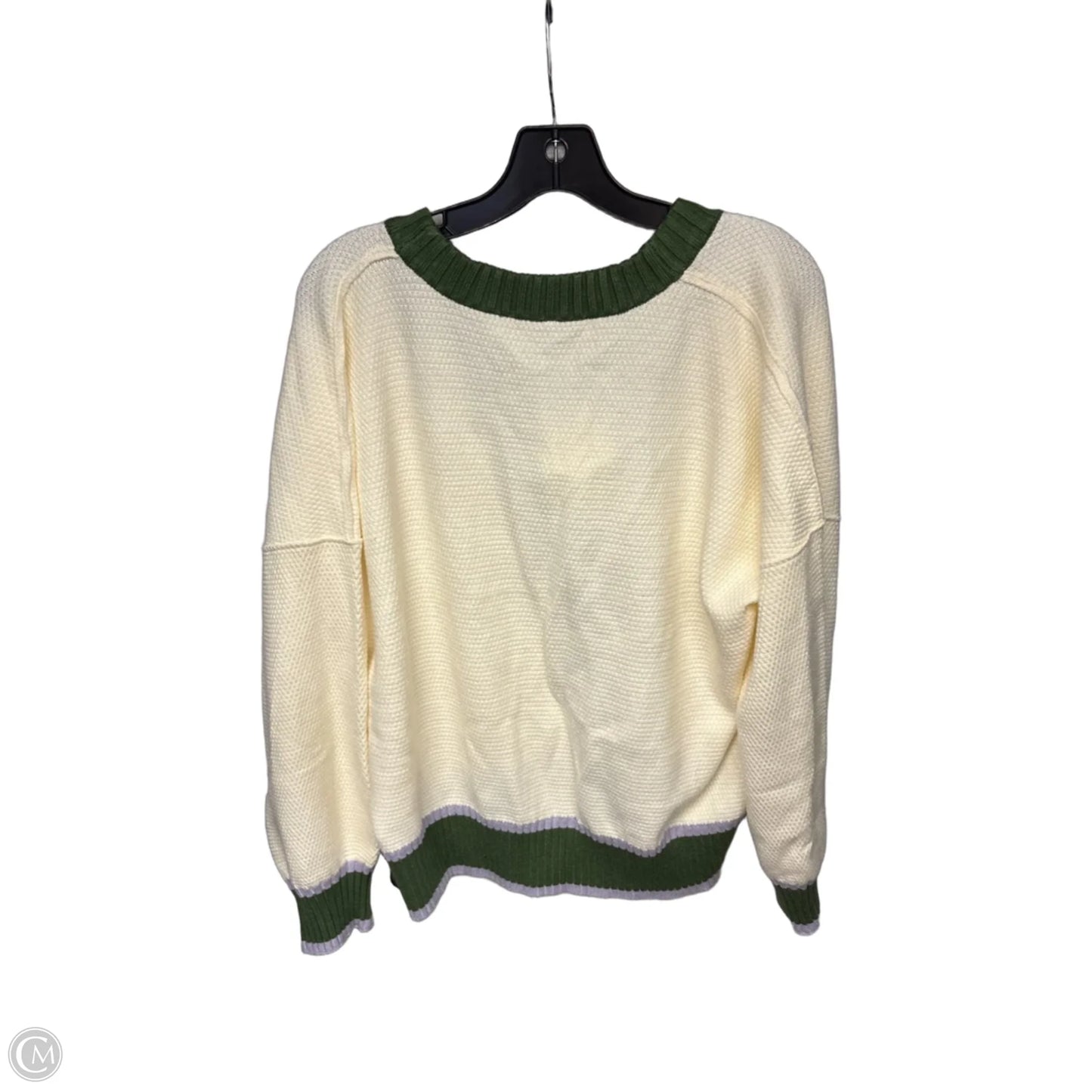 Cardigan By Clothes Mentor In Cream & Green, Size: L