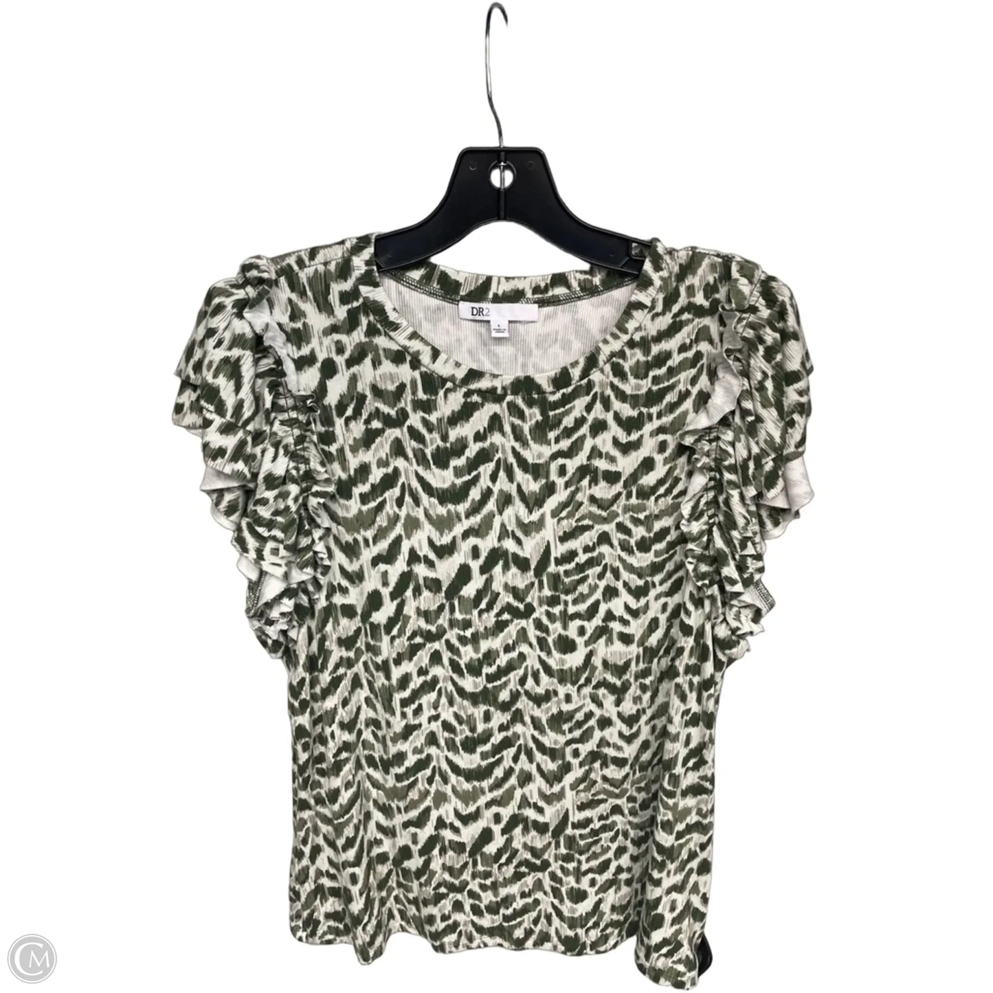 Top Short Sleeve By Dr2 In Green & Grey, Size: L