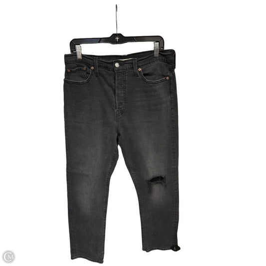 Jeans Straight By Levis In Black Denim, Size: 14