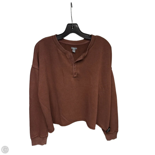 Top Long Sleeve By Aerie In Brown, Size: L