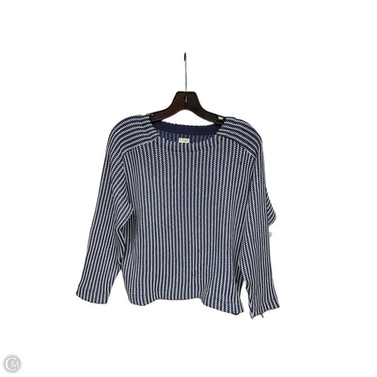 Top Long Sleeve By Nic + Zoe In Blue & White, Size: S
