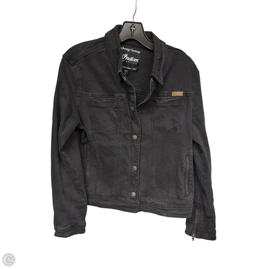 Jacket Denim By Clothes Mentor In Black, Size: L