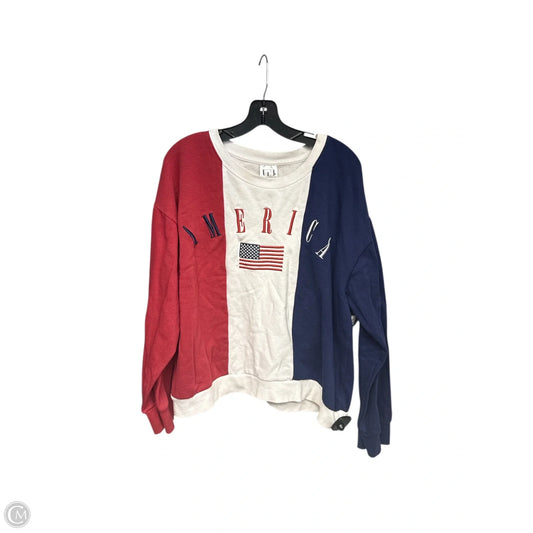 Sweatshirt Crewneck By Clothes Mentor In Red & White, Size: Xxl