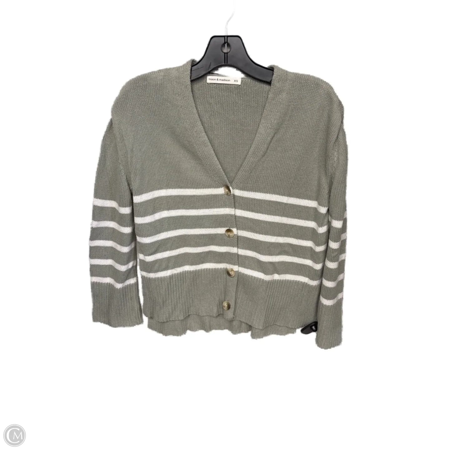 Cardigan By Clothes Mentor In Green & White, Size: Xs