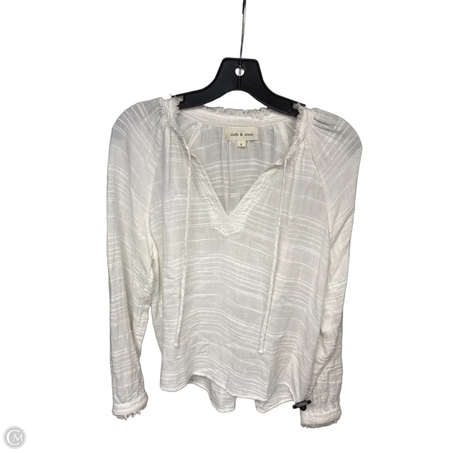 Top Long Sleeve By Cloth & Stone In White, Size: S