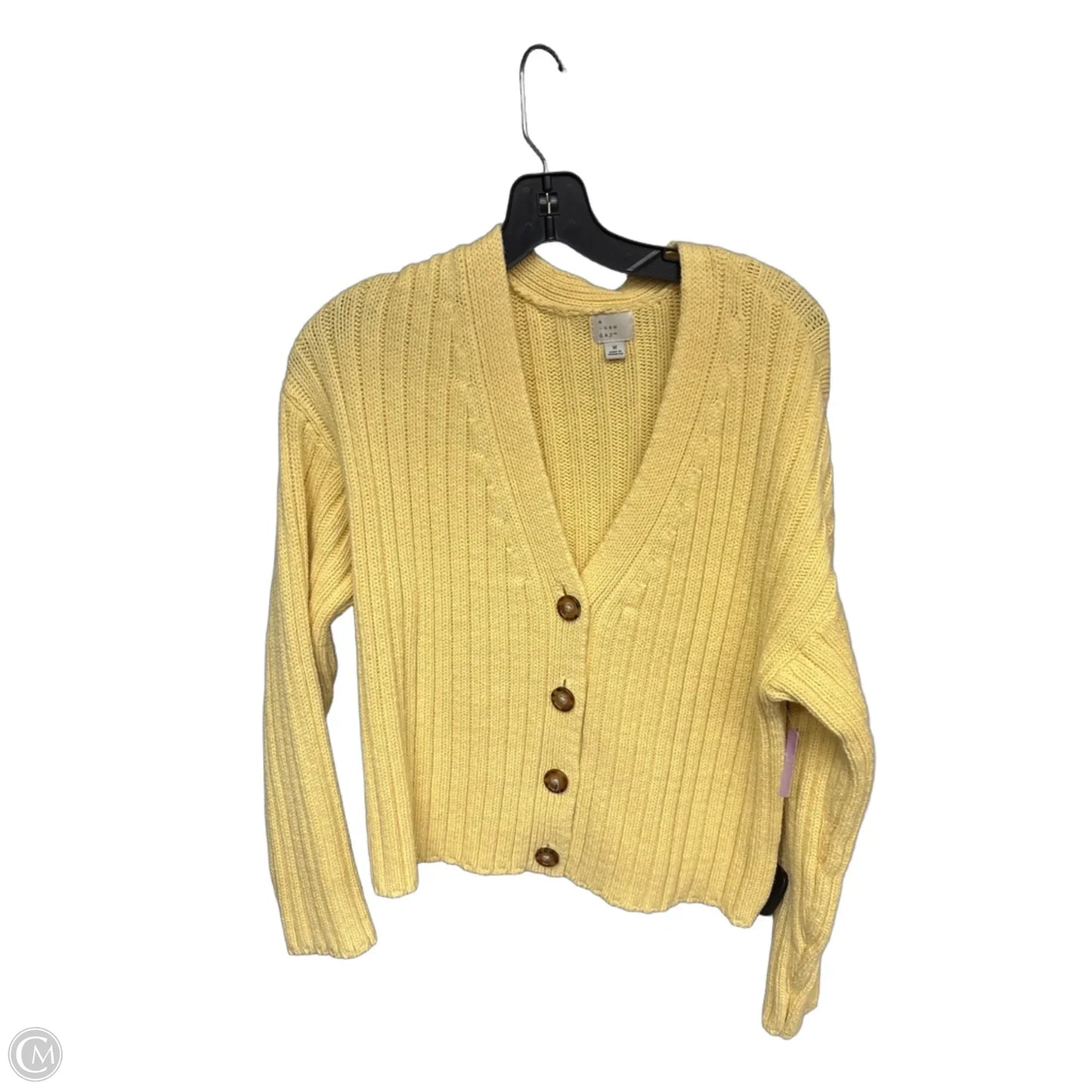 Sweater Cardigan By A New Day In Yellow, Size: M