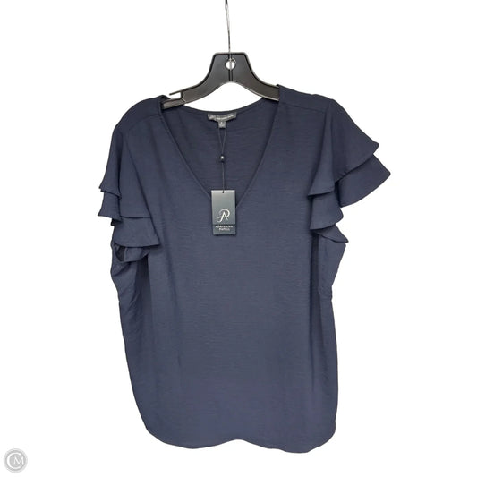 Top Short Sleeve By Adrianna Papell In Navy, Size: 1x