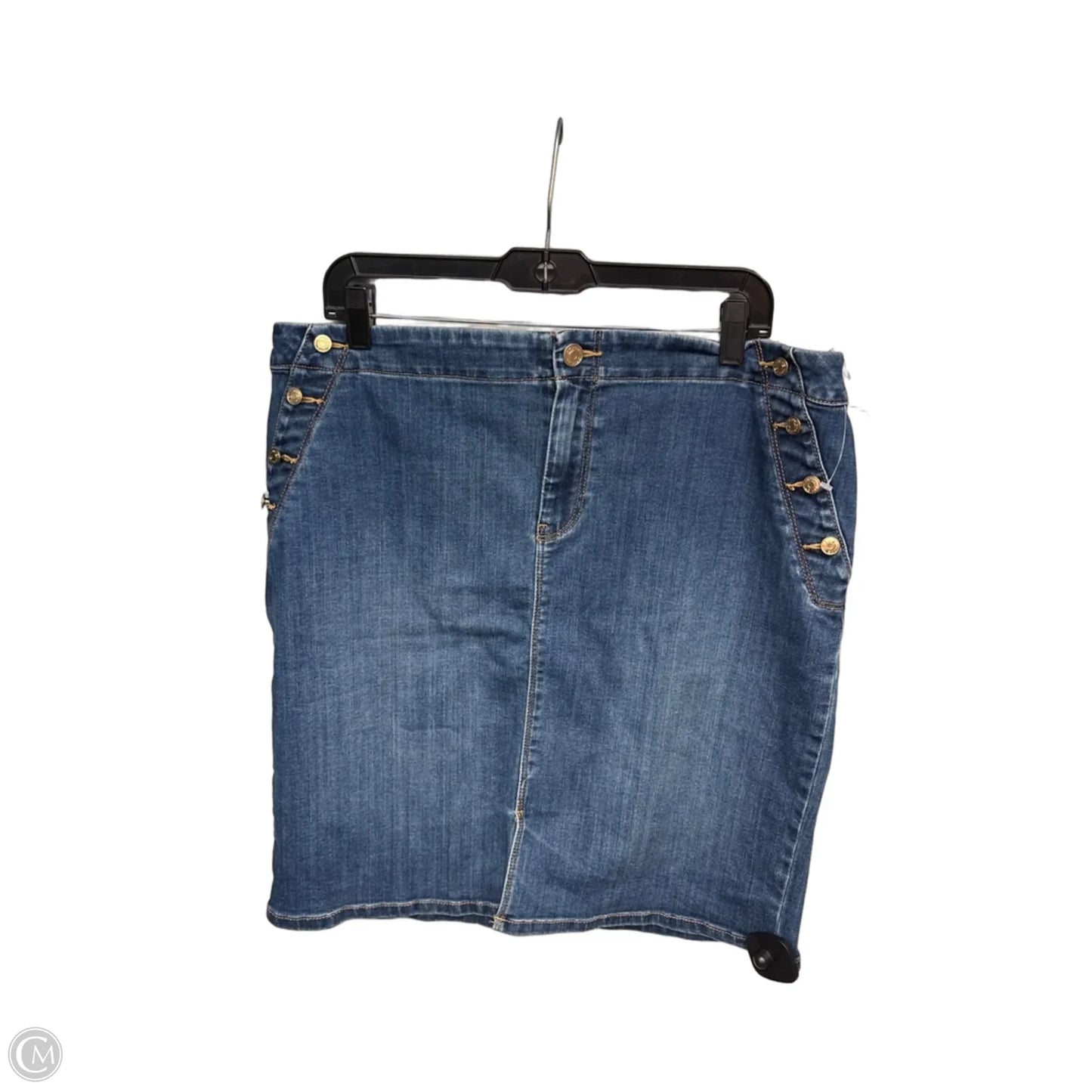 Skirt Midi By Chicos In Blue Denim, Size: Xl