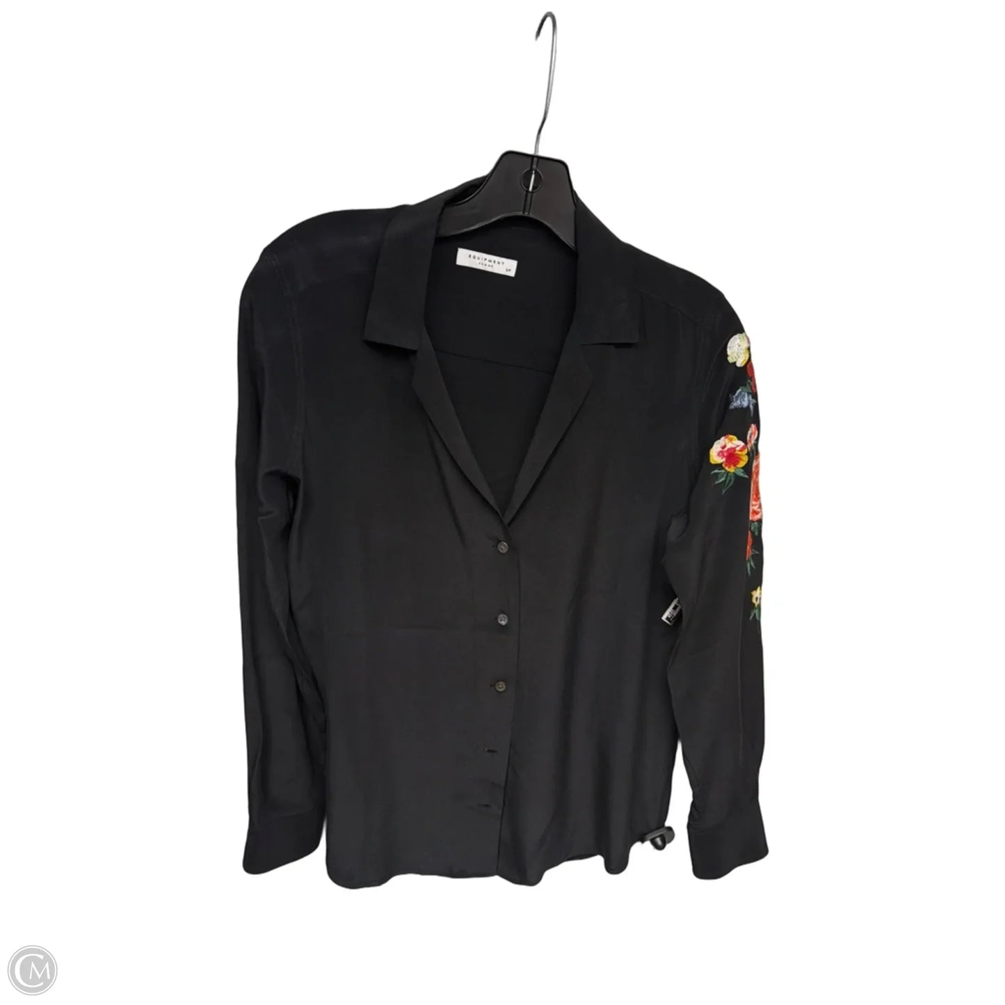 Top Long Sleeve By Equipment In Black, Size: Sp