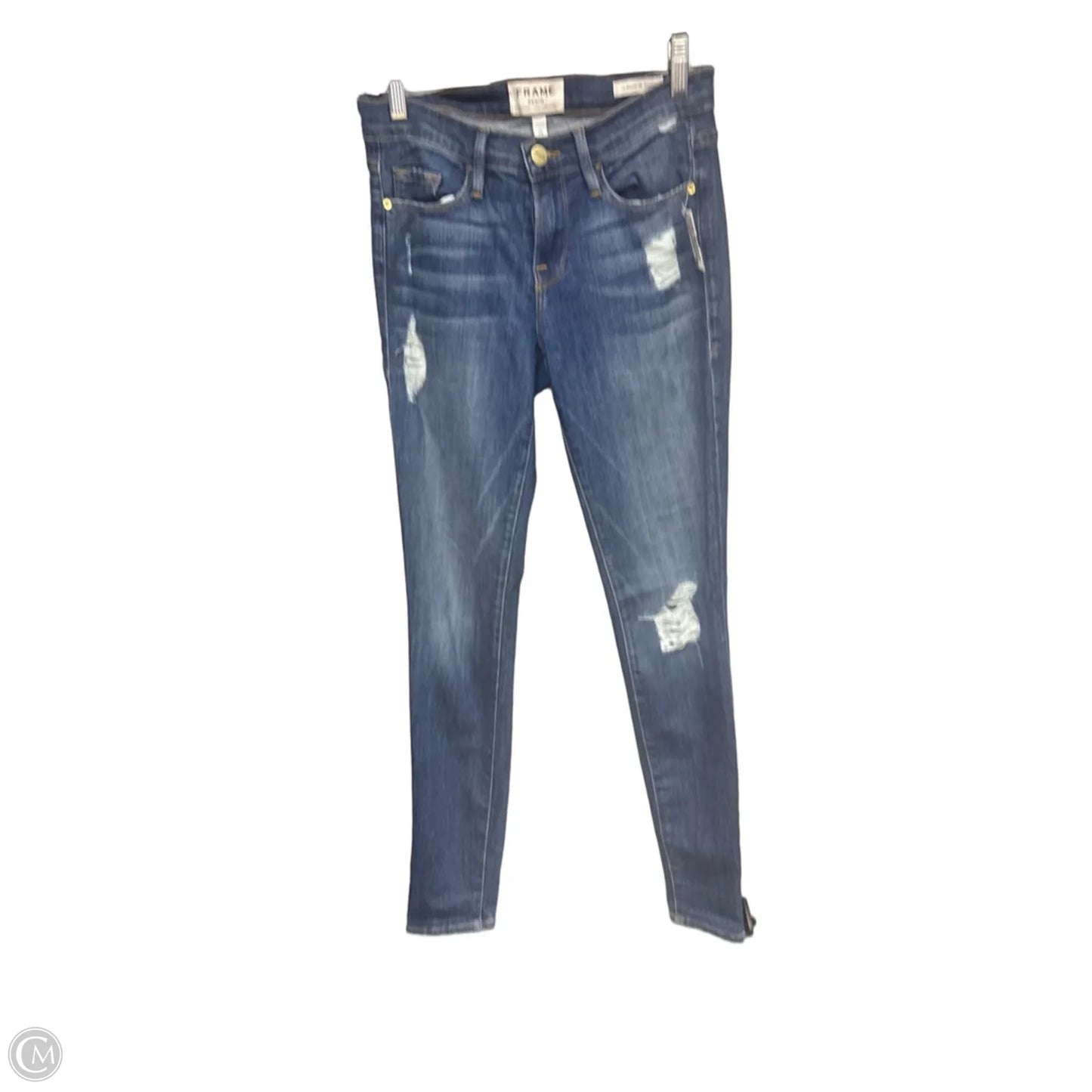 Jeans Skinny By Frame In Blue Denim, Size: 0