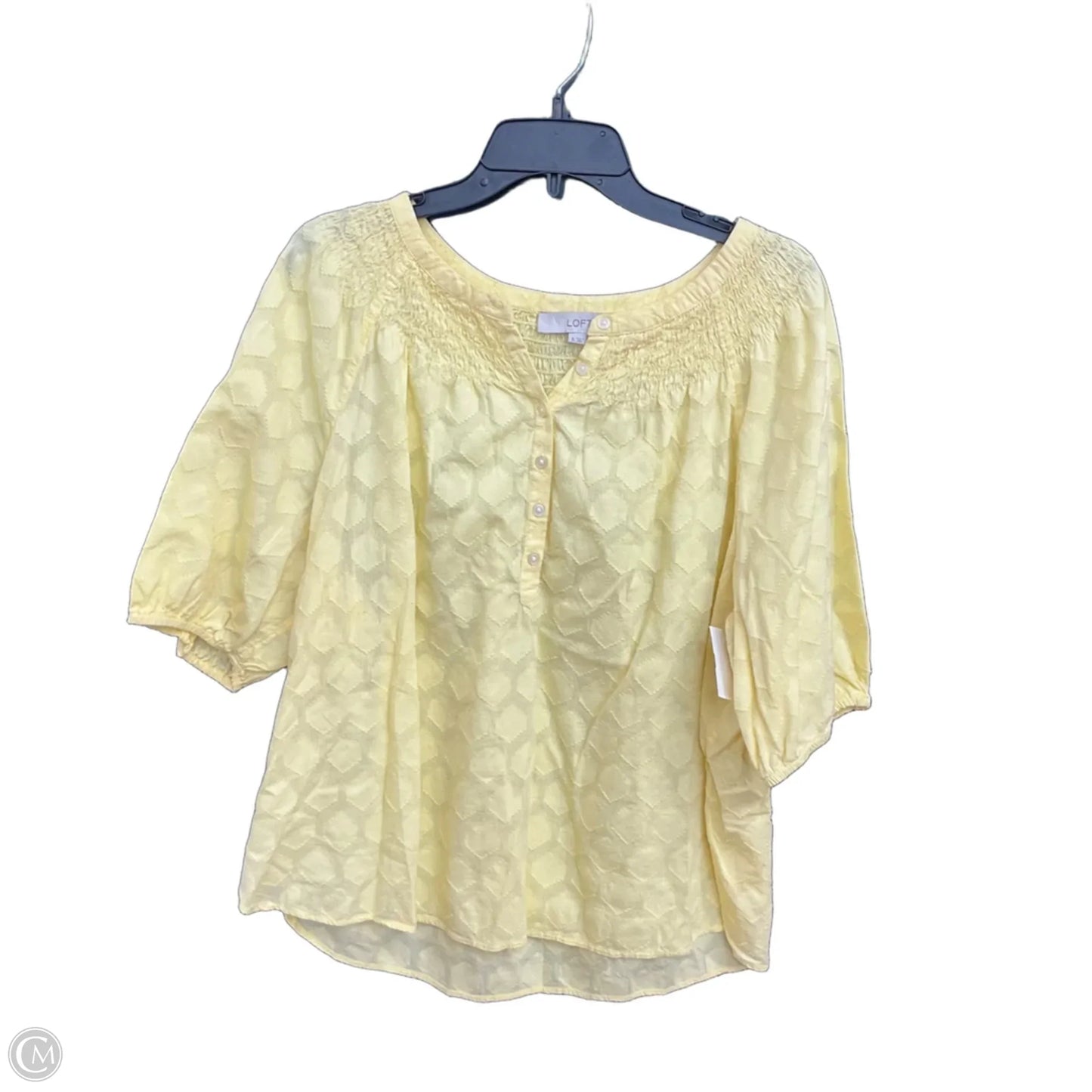 Top Short Sleeve By Loft In Yellow, Size: Xl