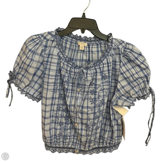 Blouse Short Sleeve By Free Assembly In Blue, Size: L