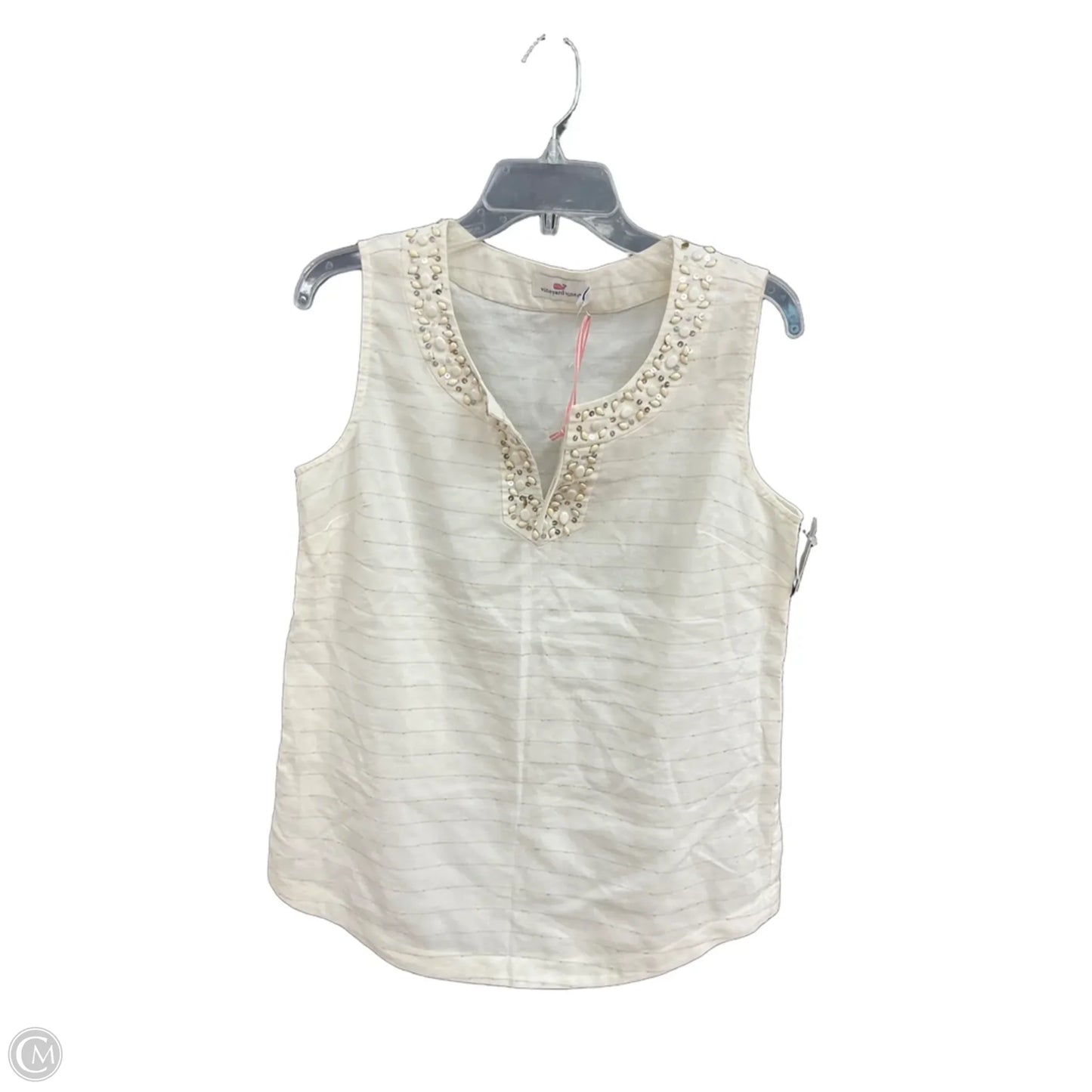Top Sleeveless By Vineyard Vines In Cream, Size: M