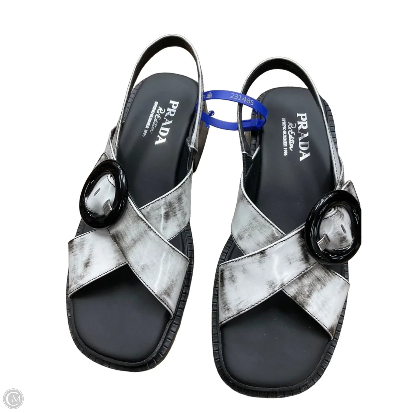 Sandals Luxury Designer By Prada In Grey, Size: 9