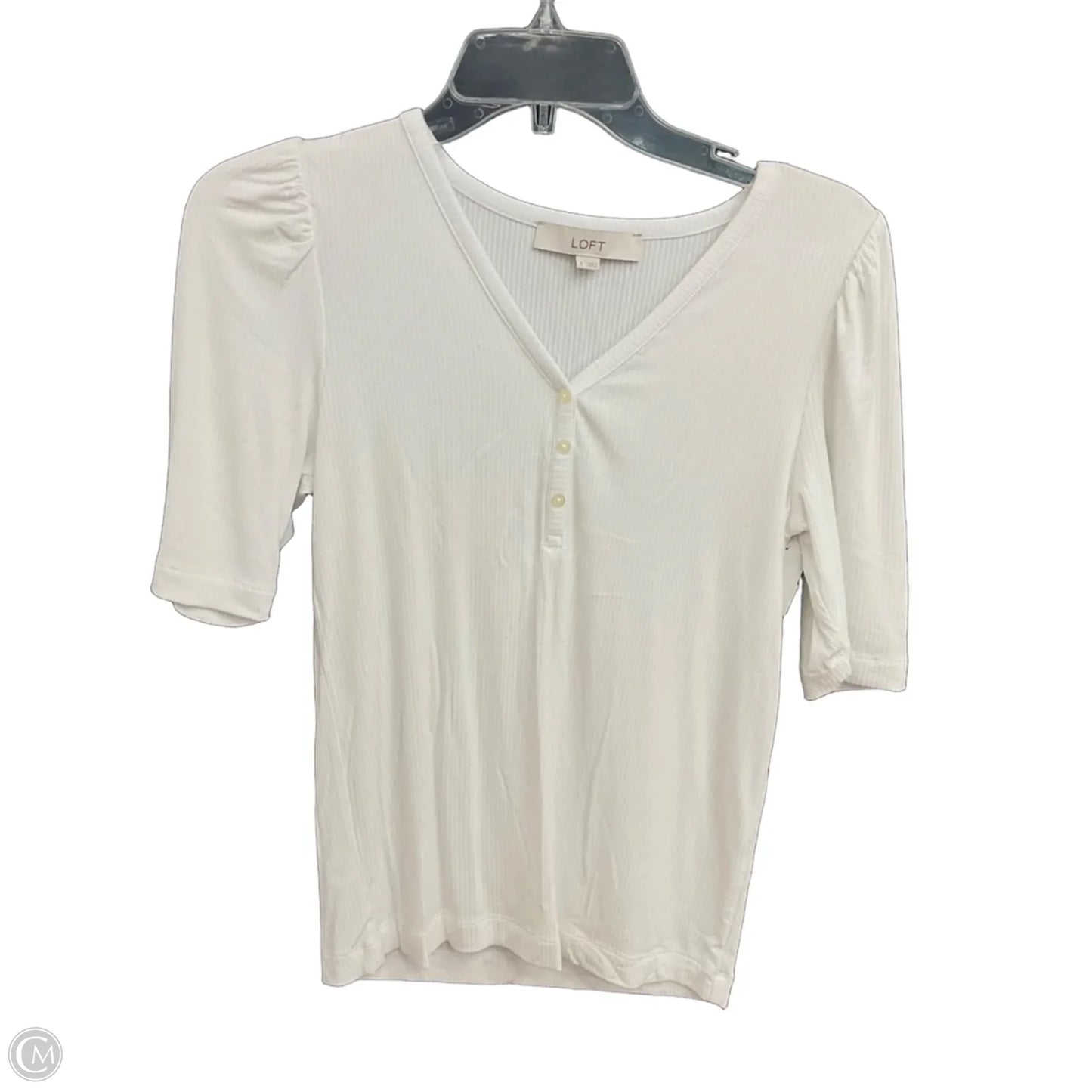 Top Short Sleeve Basic By Loft In White, Size: S