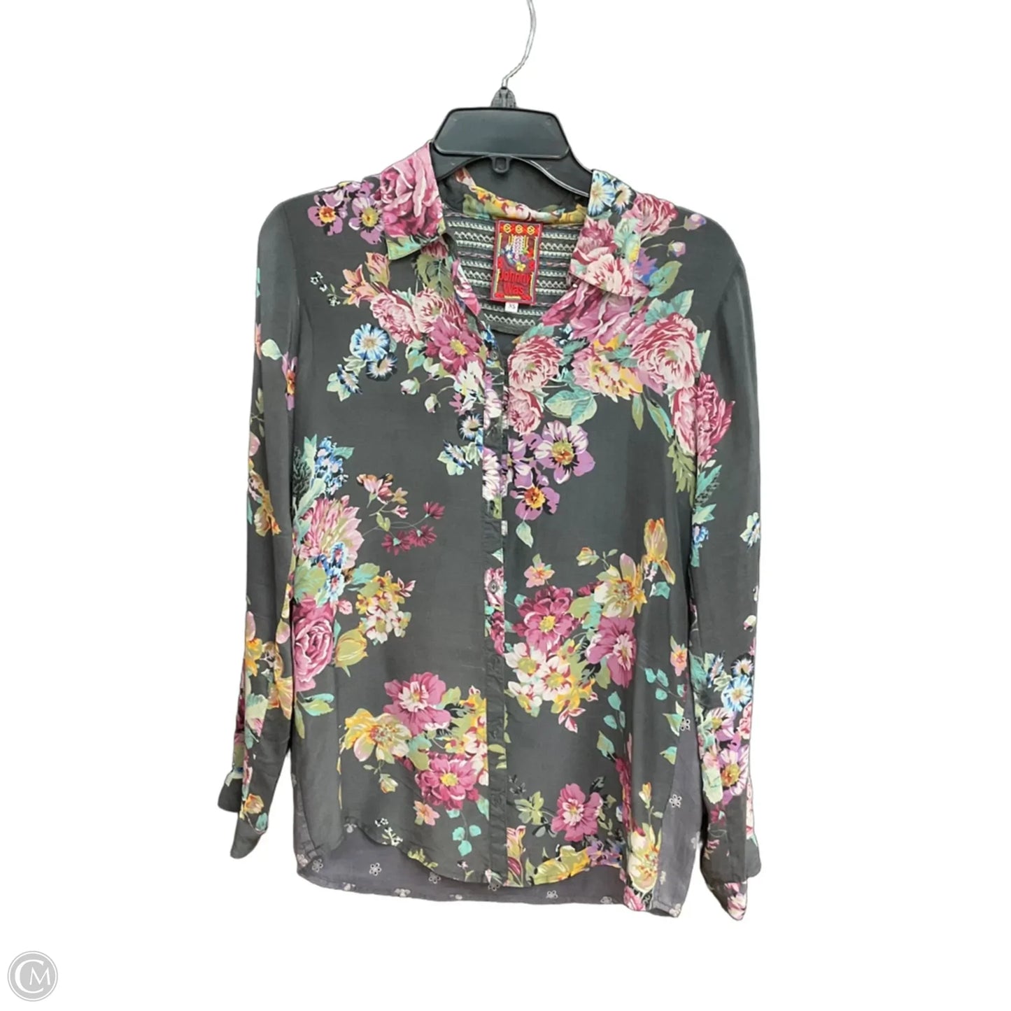 Blouse Long Sleeve By Johnny Was In Floral Print, Size: Xs