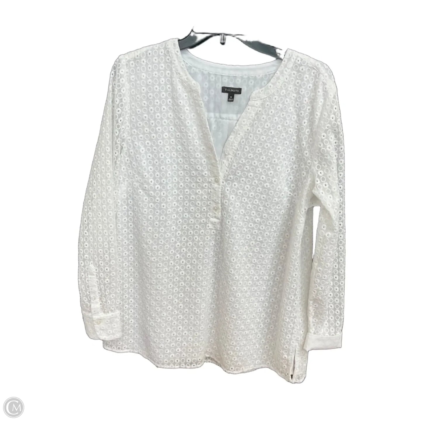 Top Long Sleeve By Talbots In White, Size: M