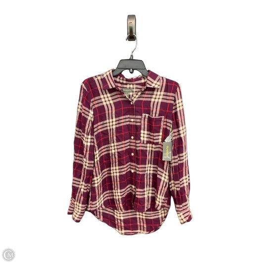 Blouse Long Sleeve By Style And Company In Plaid Pattern, Size: S