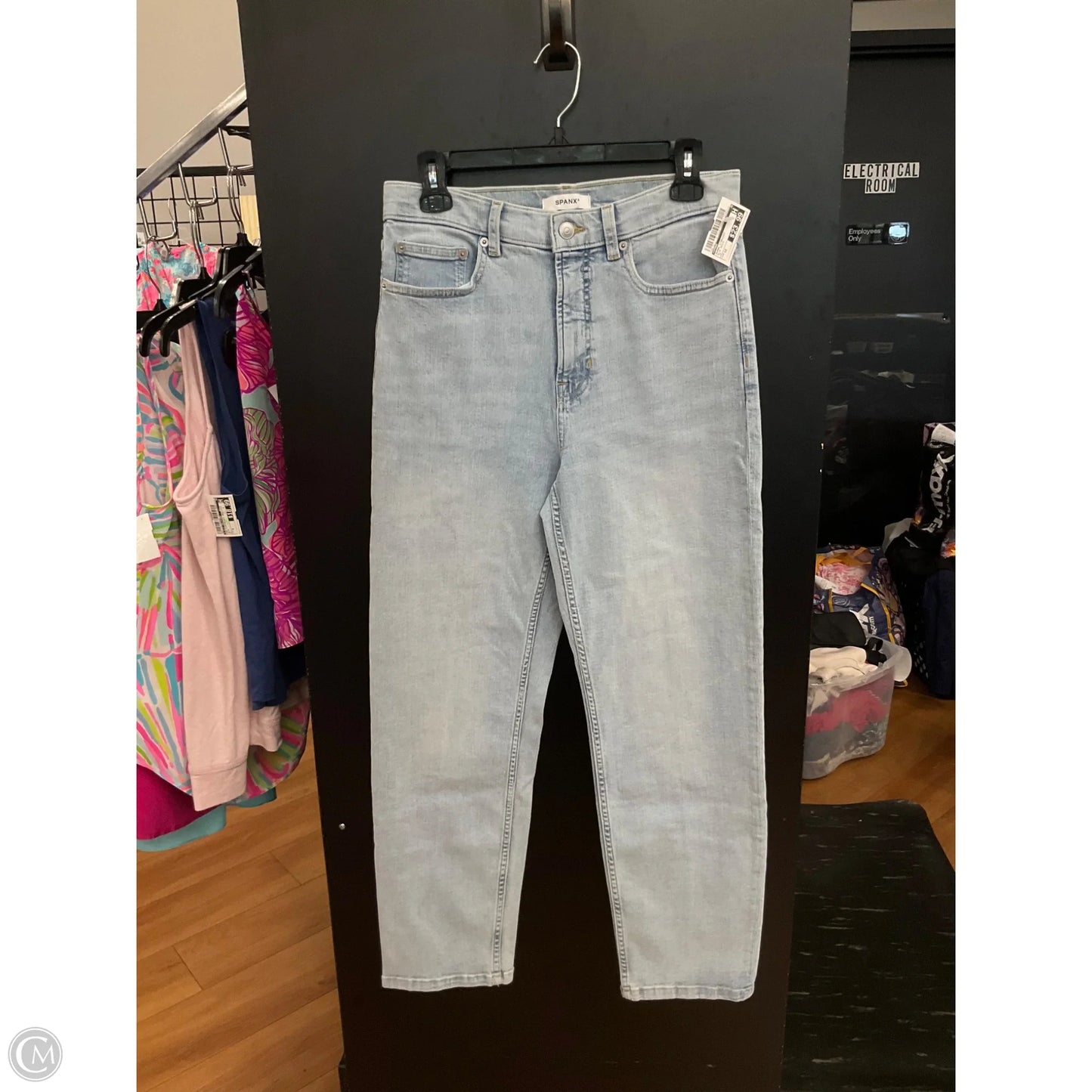Jeans Straight By Spanx In Blue Denim, Size: 12