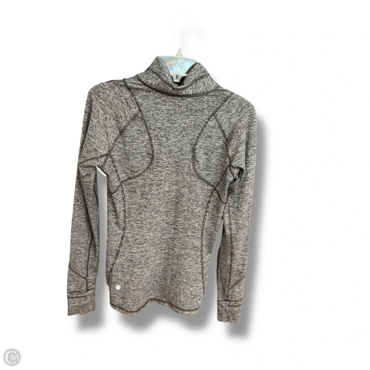 Athletic Top Long Sleeve Collar By Lululemon In Black & White, Size: L