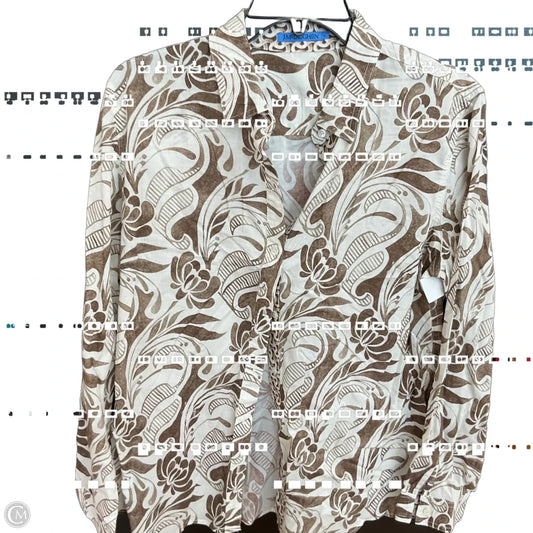 Blouse Long Sleeve By J Mclaughlin In Brown & Cream, Size: L