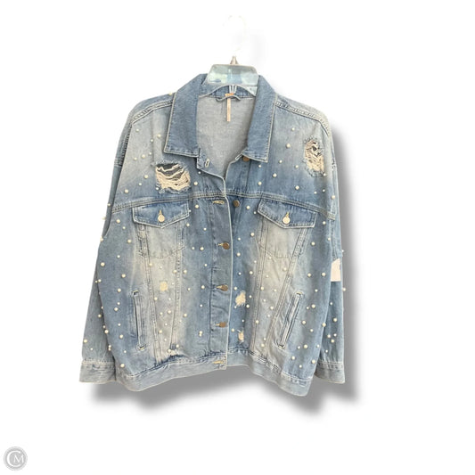Jacket Denim By Free People In Blue Denim, Size: L