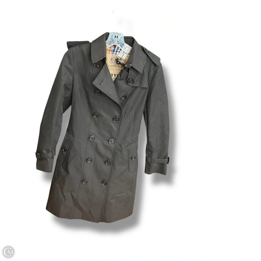 Coat Luxury Designer By Burberry In Black, Size: Xs